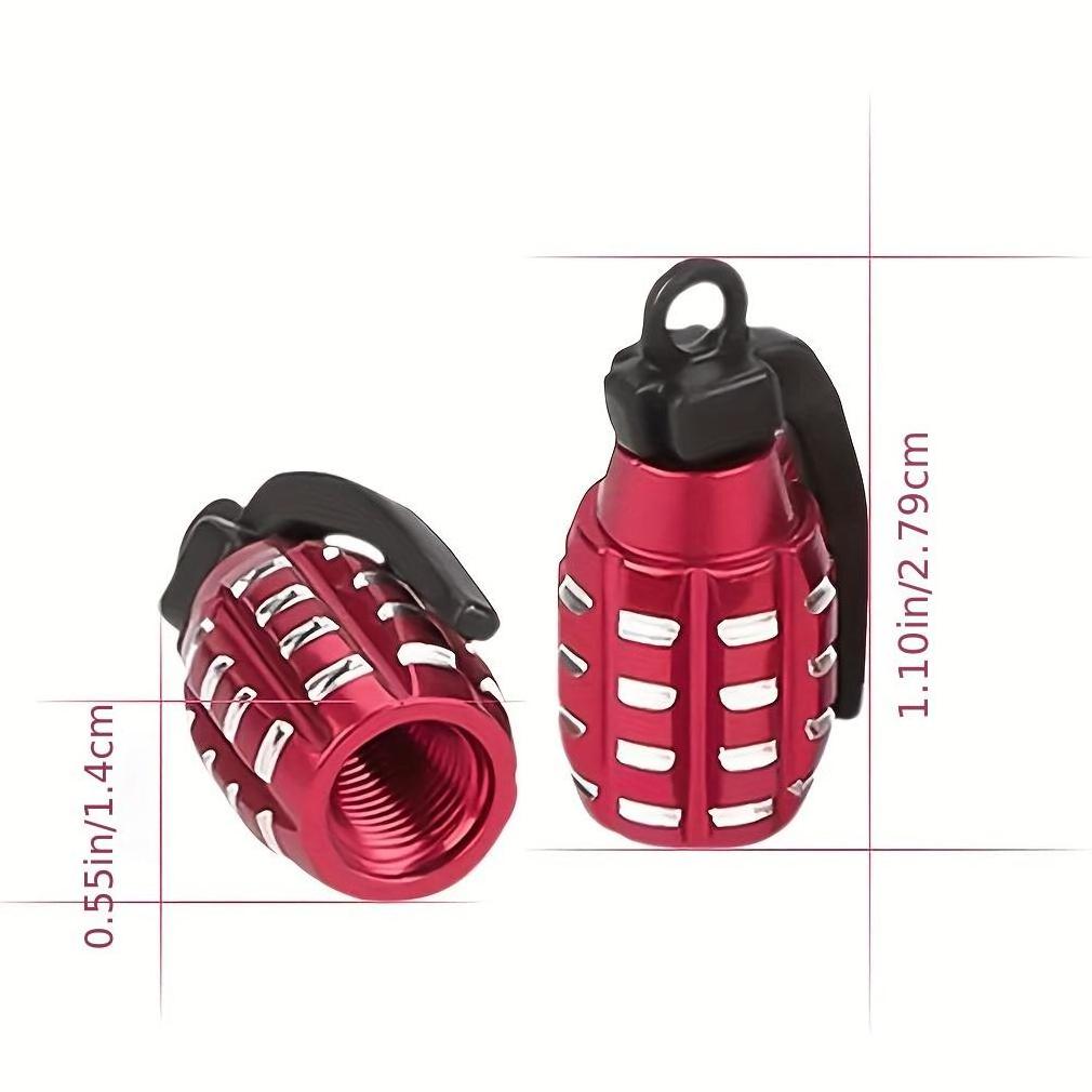 Grenade Alloy Tire Valve Add Style Car Truck Bike 4 pieces of color aluminum alloy automobile tire valve cap