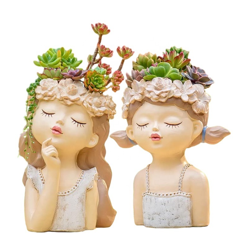 4 Inch Christmas Gifts Small Fairy Succulent Plant Pot Lovely Girl Face Planter Pot For Garden Room Decor Indoor Outdoor