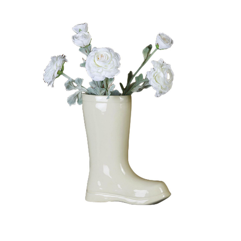 New Product Ideas 2023 12 In Tall Cowboy Cowgirl Boot Flower Vase Electroplated Silver Ceramic Floor Vase For Home Garden Decor