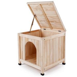 K D Wooden Wood Pet Home for Small Pets Dogs Cats Side Steps and Balcony Kennel Lounger Foldable cover