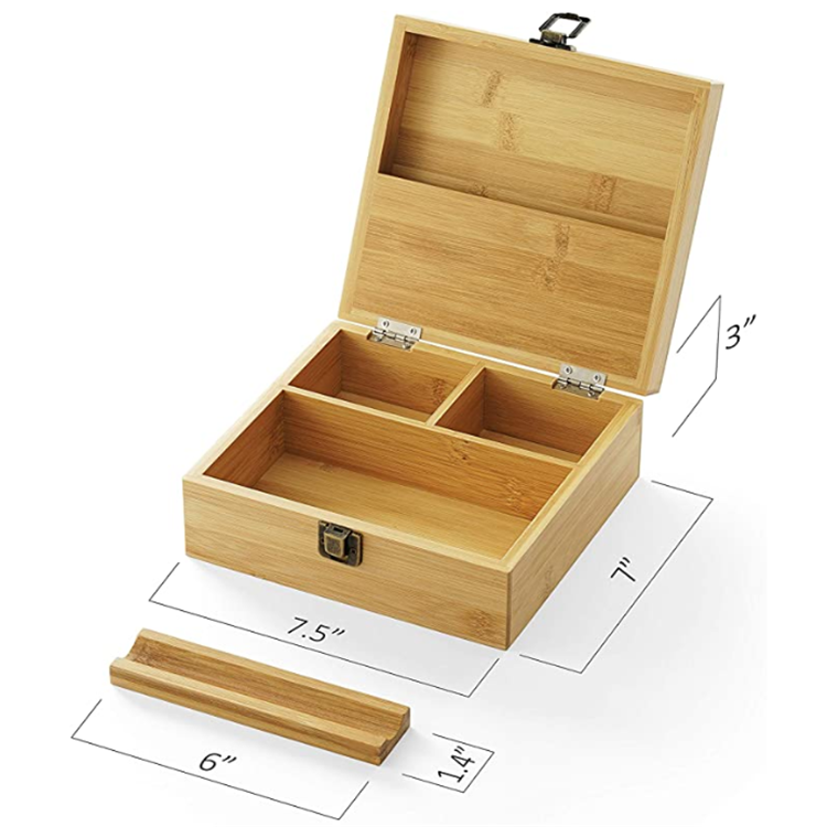 Hot sale stash box with tray high quality wooden tray with lid