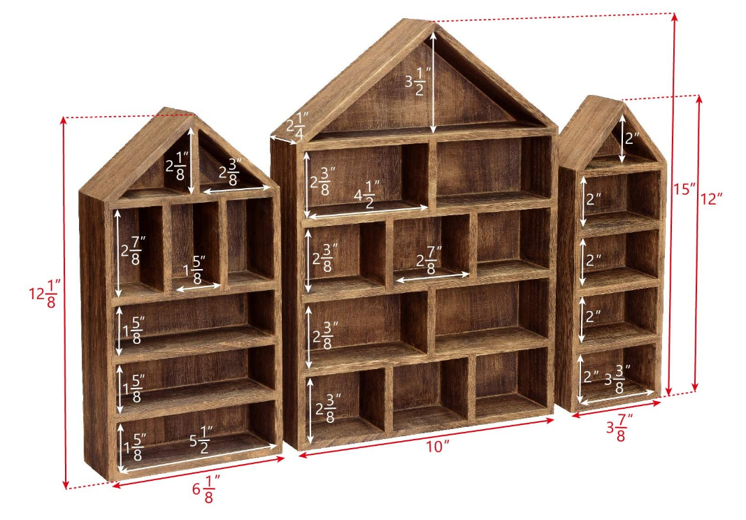 House Shaped Toy Organizer Storage Wooden Shadow Cubby Box Display Shelf