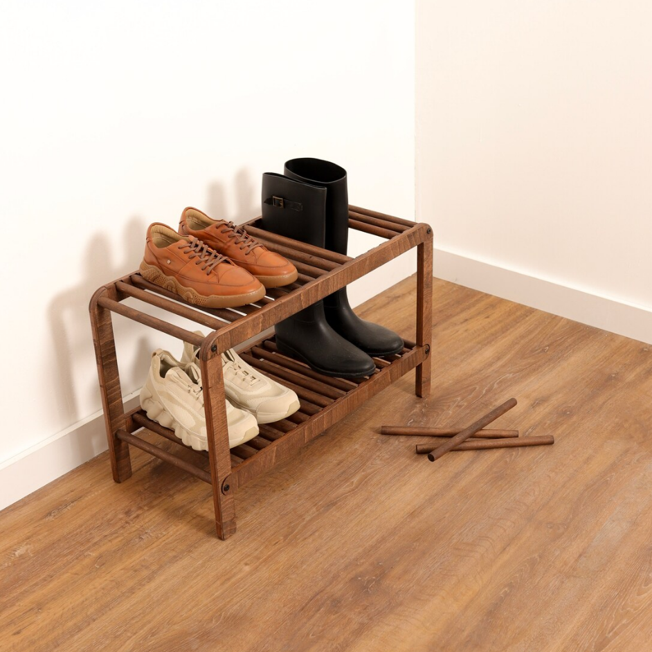 Customized Minimal Shelves Shoe Bench Boot Storage Wood Shoe Rack Wood Storage Rack