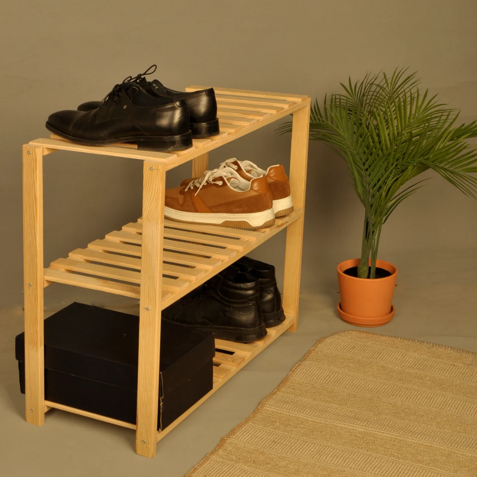 Customized Shoe Rack Bench 3 Tiers Shoe Storage Organizer Rack Wood Storage Rack