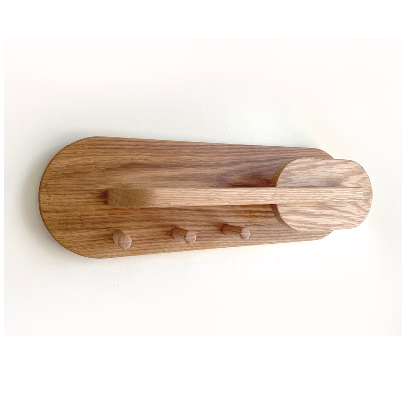 Home Decor Wall Mounted Wooden Entryway Organization Coat Rack with Key Holder