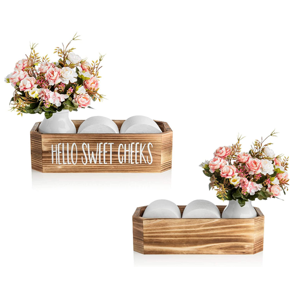 Farmhouse Decor Rustic Solid Fir Wooden Nice Butt Bathroom Box with Funny Sayings