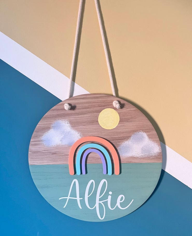 Customized DIY Baby Toddler Rainbow Children Bedroom Sign Children Door Sign Nursery Decor