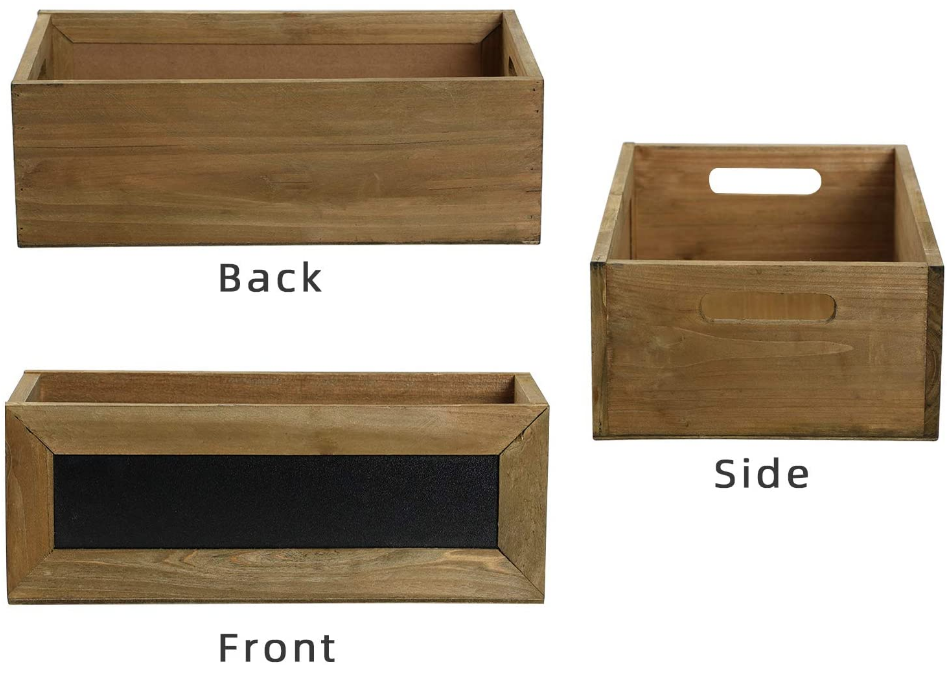 Decorative Natural Wood Nesting Storage Crates Display Box with Chalkboard