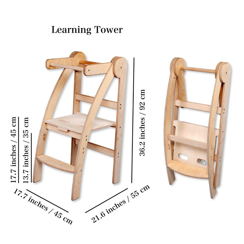 Custom Helper Stool Montessori Children Foldable Kitchen Wooden Learning Tower