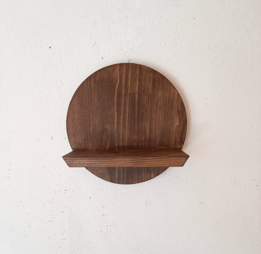 Customized DIY Round Wood Shelf Wall Hanging Circle Wall Plant Holder Display Shelf Wooden Shelf for Plants wooden home decor