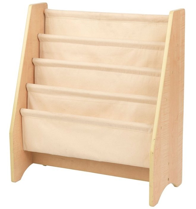 Natural wooden fabric storage drawer kids bookcase bookshelf for children