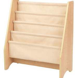 Natural wooden fabric storage drawer kids bookcase bookshelf for children