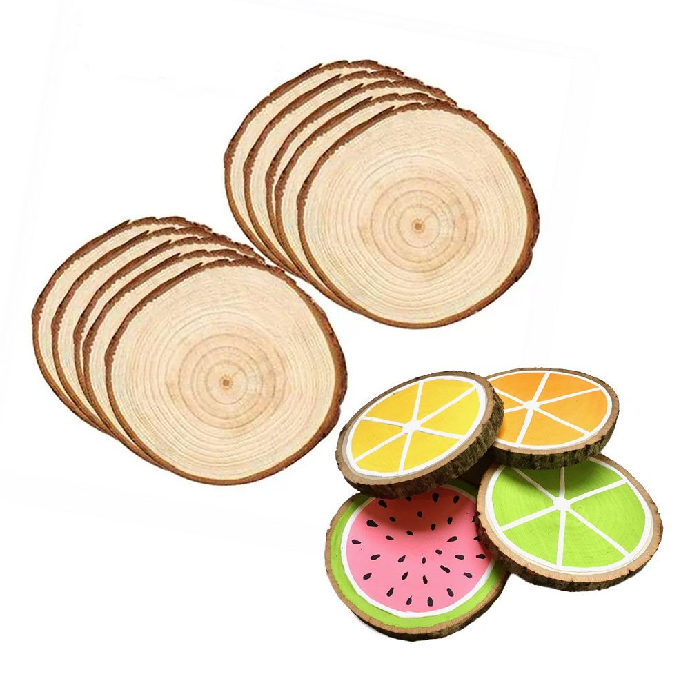 Home Decor Unfinished 4-15in Wedding Ornaments Wood Slices with Bark for DIY Crafts