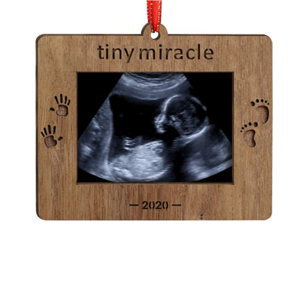 Family Decor Keepsake Baby Gift Sonogram Picture Frame Wood Christmas Ornaments