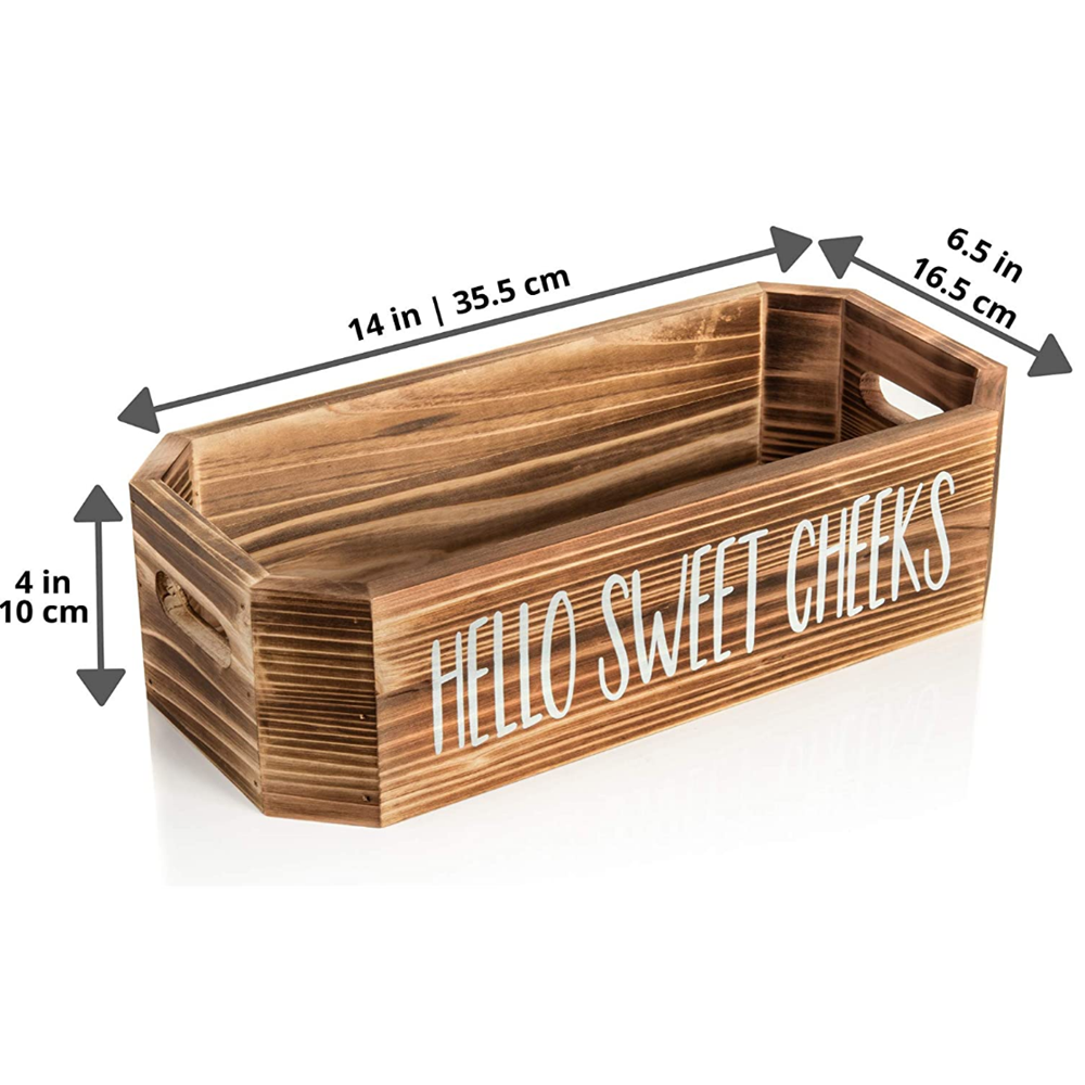 Farmhouse Decor Rustic Solid Fir Wooden Nice Butt Bathroom Box with Funny Sayings