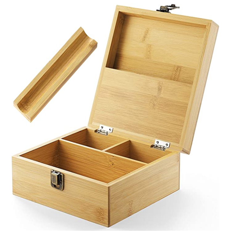 Hot sale stash box with tray high quality wooden tray with lid