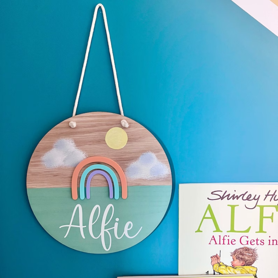 Customized DIY Baby Toddler Rainbow Children Bedroom Sign Children Door Sign Nursery Decor