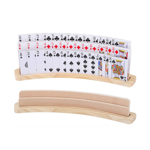 Set Of 2 Wood Seniors Adults Latest Version Bridge Playing Card Holders Tray Racks Organizer