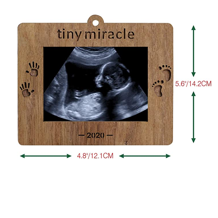 Family Decor Keepsake Baby Gift Sonogram Picture Frame Wood Christmas Ornaments