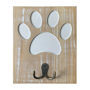 Farmhouse Decor Wall Mounted Wood Dog Paw Leash Holder Hanger Key Hooks