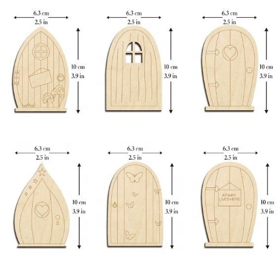 Custom Unfinished Wooden Craft Fairy Door DIY Miniature Decoration Door Wooden Fairy Door home decor