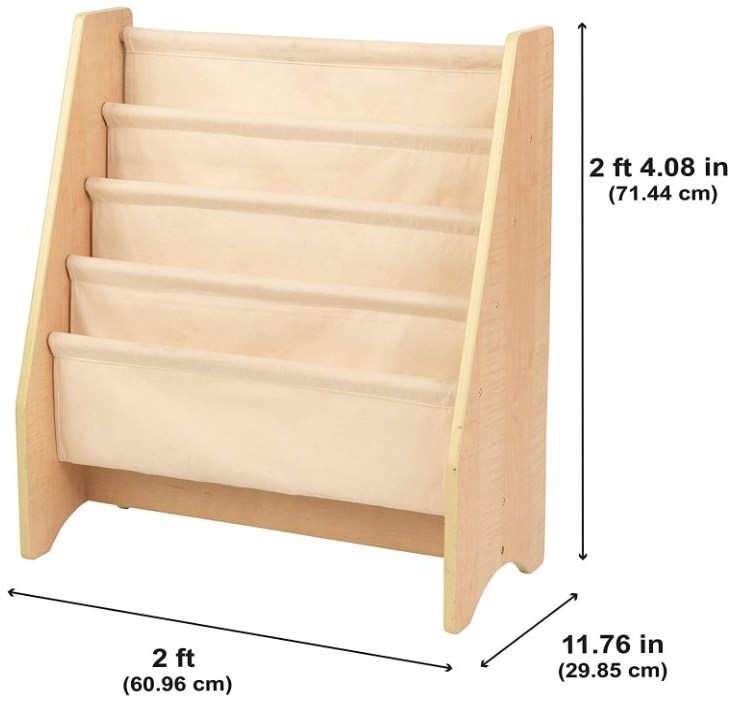 Natural wooden fabric storage drawer kids bookcase bookshelf for children