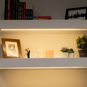 Modern White Floating Shelf Thick Wall Shelf with Led Light Strip Floating Wood Shelf With Led Light