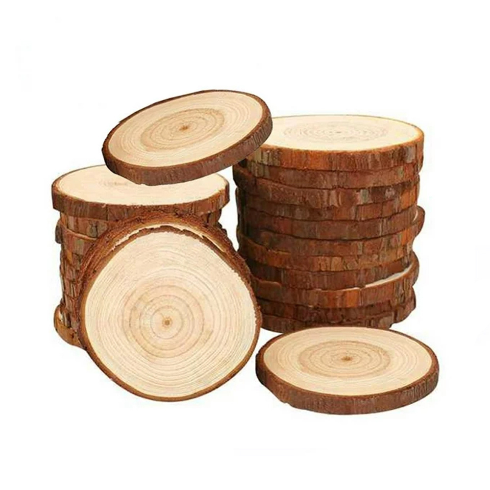 Home Decor Unfinished 4-15in Wedding Ornaments Wood Slices with Bark for DIY Crafts