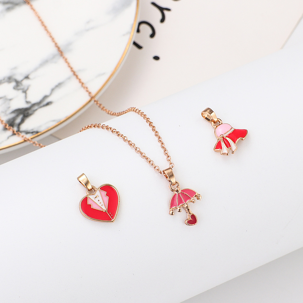 Cartoon children's necklace accessory set Flamingo Cat Umbrella can replace pendant cross-border accessories