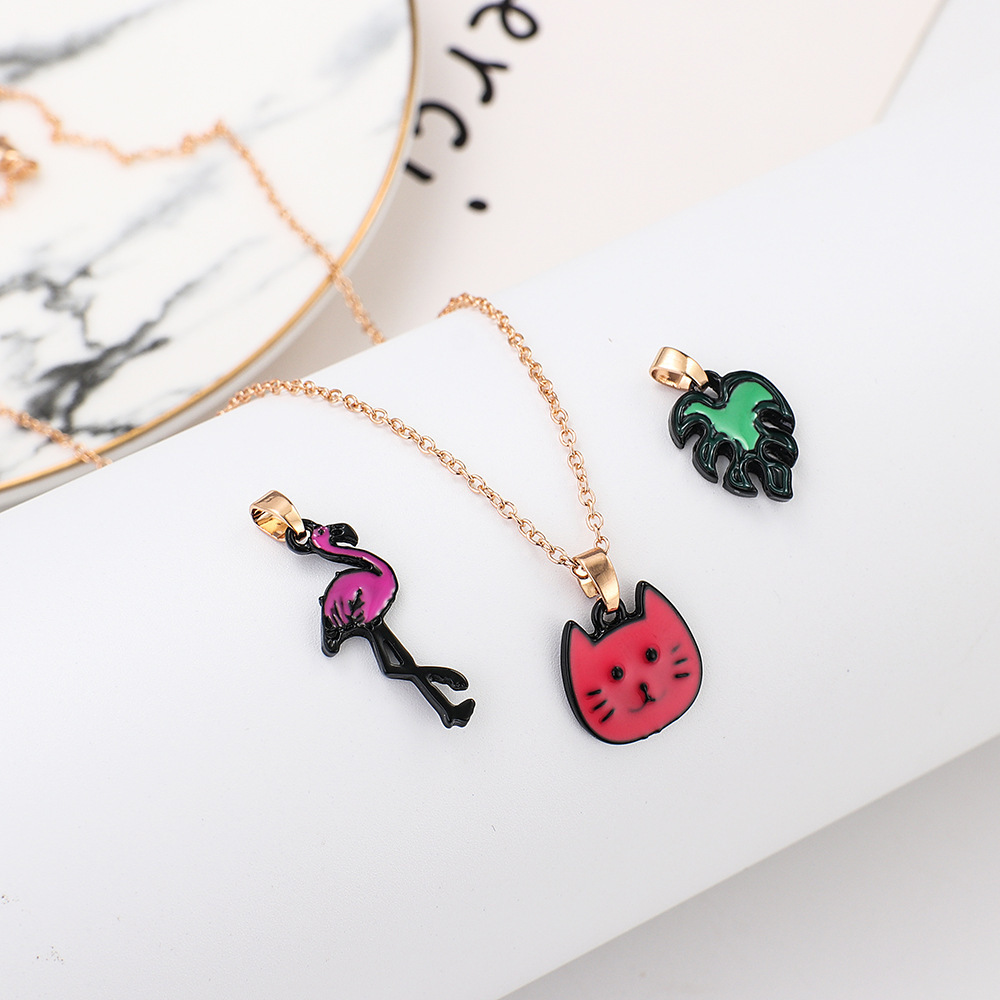 Cartoon children's necklace accessory set Flamingo Cat Umbrella can replace pendant cross-border accessories