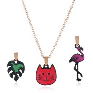 Cartoon children's necklace accessory set Flamingo Cat Umbrella can replace pendant cross-border accessories