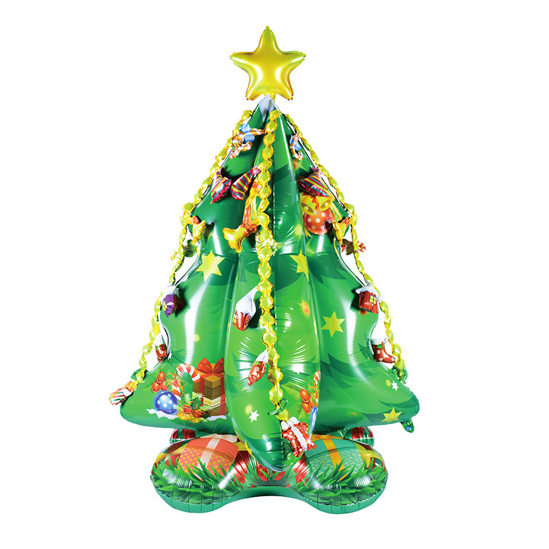 New Design Foil Inflatable Standing Christmas Elk Tree Santa Claus Snowman Balloons with Pedestal for Christmas Eve Party Supply