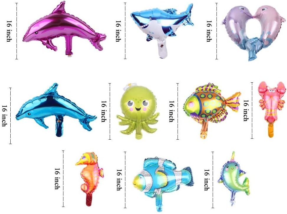 Mini Foil Ocean Animals Balloons Fish Balloons for Kids Birthday Ocean Themed Party Decorations