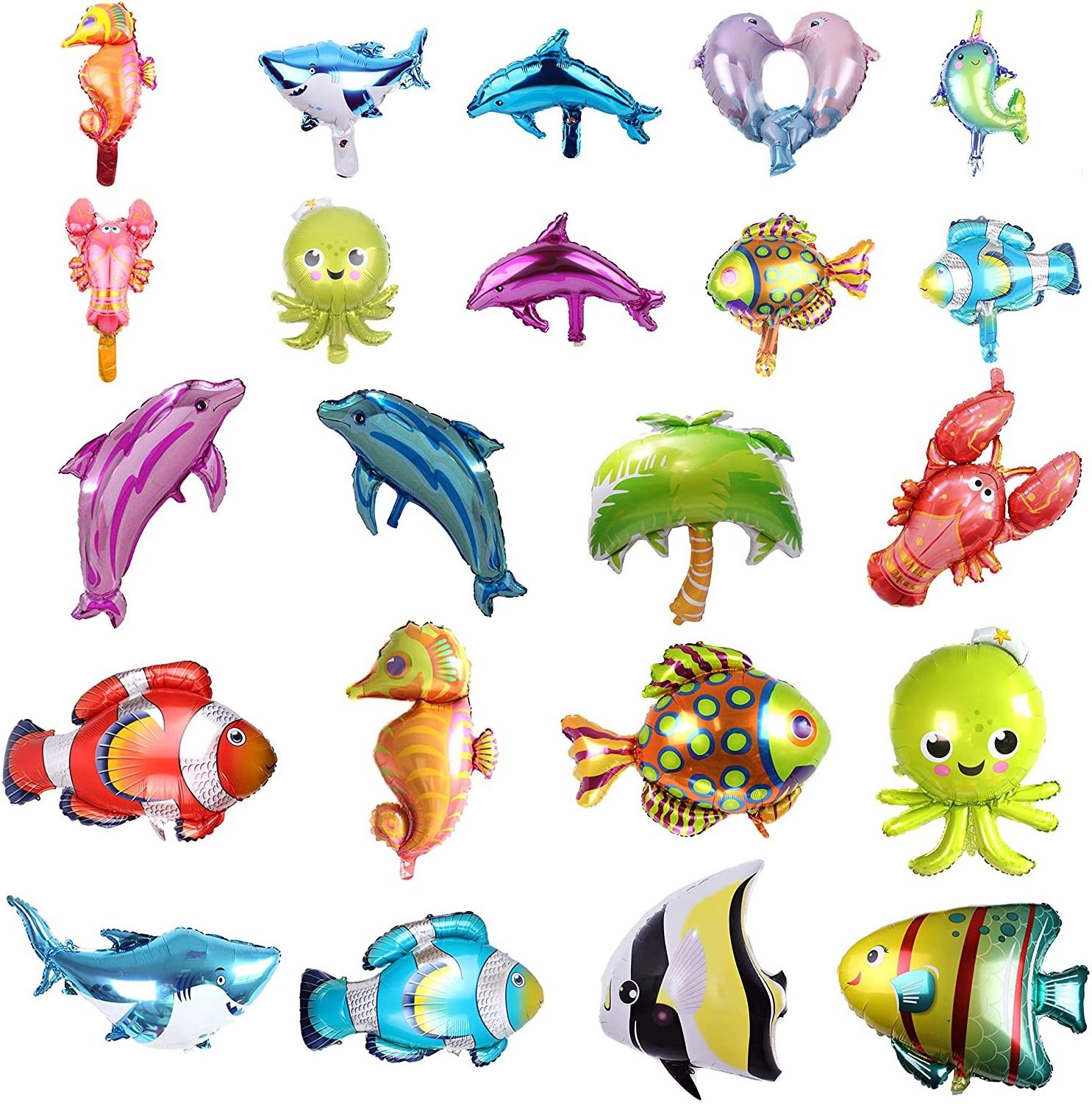 Mini Foil Ocean Animals Balloons Fish Balloons for Kids Birthday Ocean Themed Party Decorations