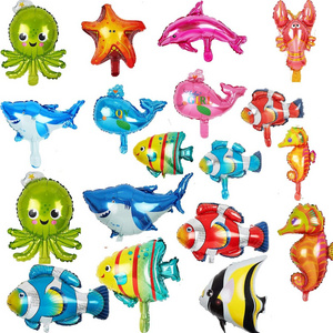 Mini Foil Ocean Animals Balloons Fish Balloons for Kids Birthday Ocean Themed Party Decorations