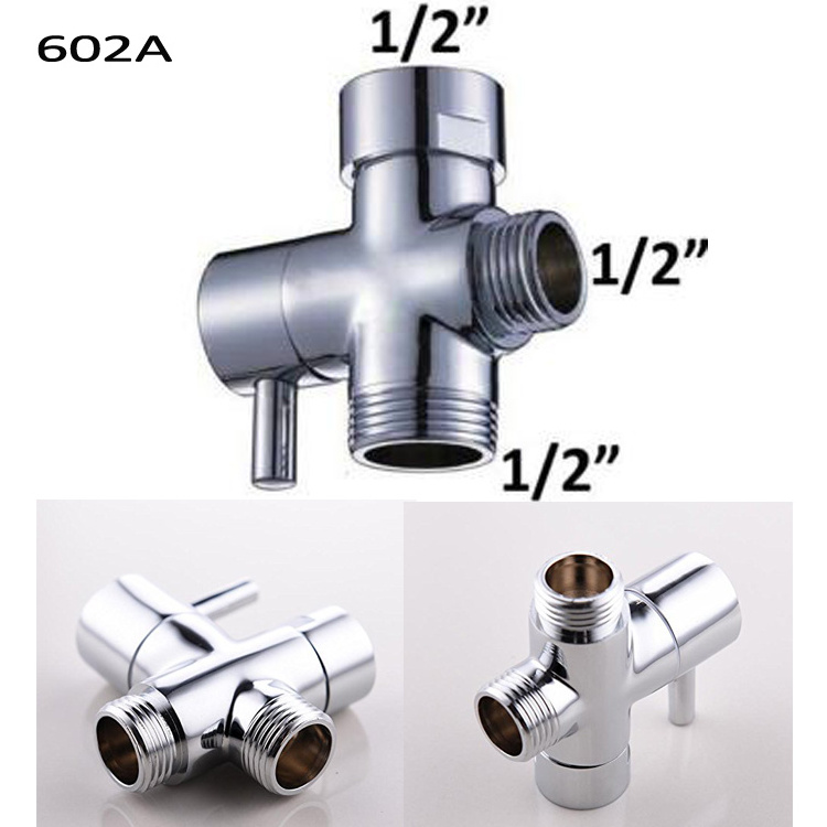 Bathroom Accessories Chrome Toilet Bidet T Valve 3 Way Shower T-Adapter Water Diverter Valve