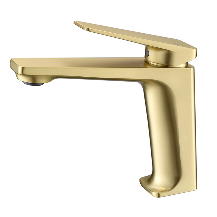 Wholesale Hotel Washroom Deck-mount Cold Water Only Brass Brushed Gold Single Handle Basin Sink Tap Bathroom Faucet