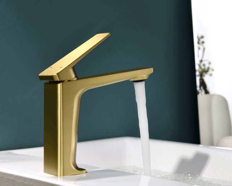 Wholesale Hotel Washroom Deck-mount Cold Water Only Brass Brushed Gold Single Handle Basin Sink Tap Bathroom Faucet