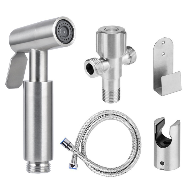 SUS 304 Handheld Bidet Spray Chrome Shower Sprayer Set Toilet Shattaf Sprayer Douche kit Bidet Faucet