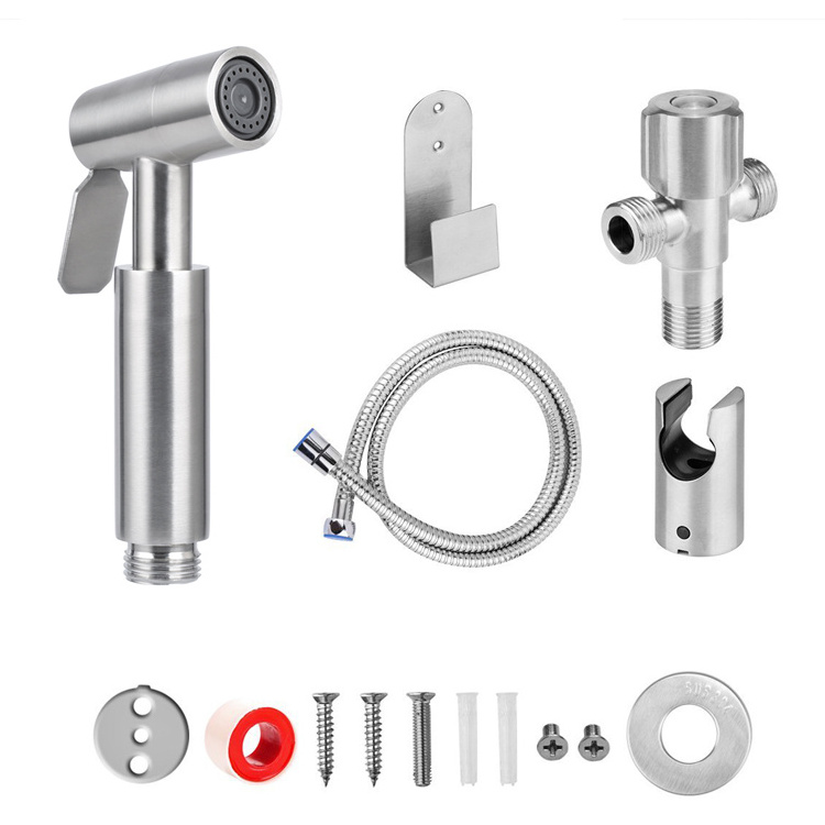 SUS 304 Handheld Bidet Spray Chrome Shower Sprayer Set Toilet Shattaf Sprayer Douche kit Bidet Faucet