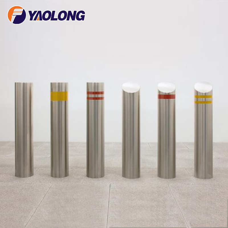 Metal Traffic Barricades Removable Stainless Steel Round Driveway Security Bollards