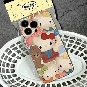 Hello Kitty and Bear fit for iphone 15promax phone case for iPhone14 new 13 full Package 12 soft x/xr