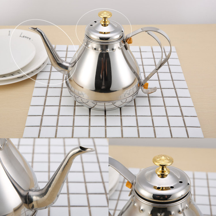 1.2L Amazon 2023 thickened stainless steel teapot Flower teapot with filter long nozzle teapot Restaurant Hotel commercial tea k