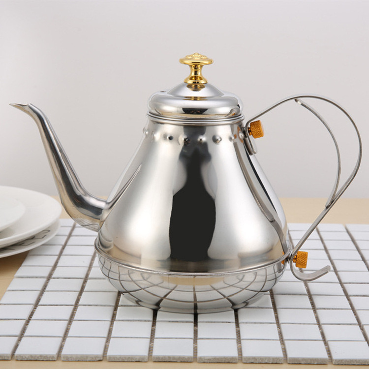 1.8L Amazon 2023 thickened stainless steel teapot Flower teapot with filter long nozzle teapot Restaurant Hotel commercial tea k