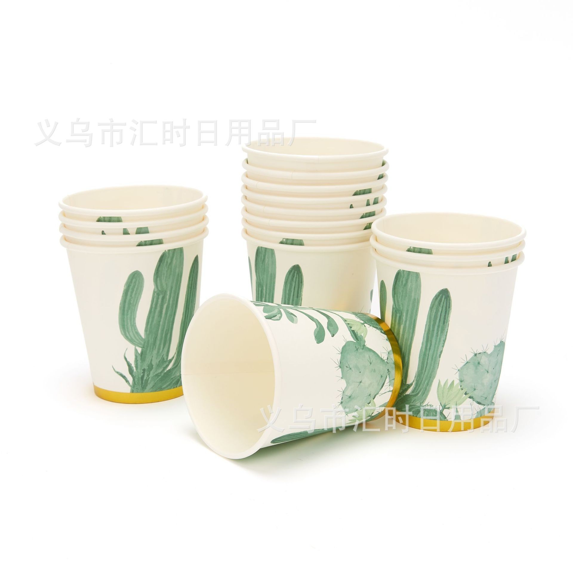 Eco friendly Biodegradable cactus Plates Disposable Paper Plate cup straw knife spoon fork birthday party tableware