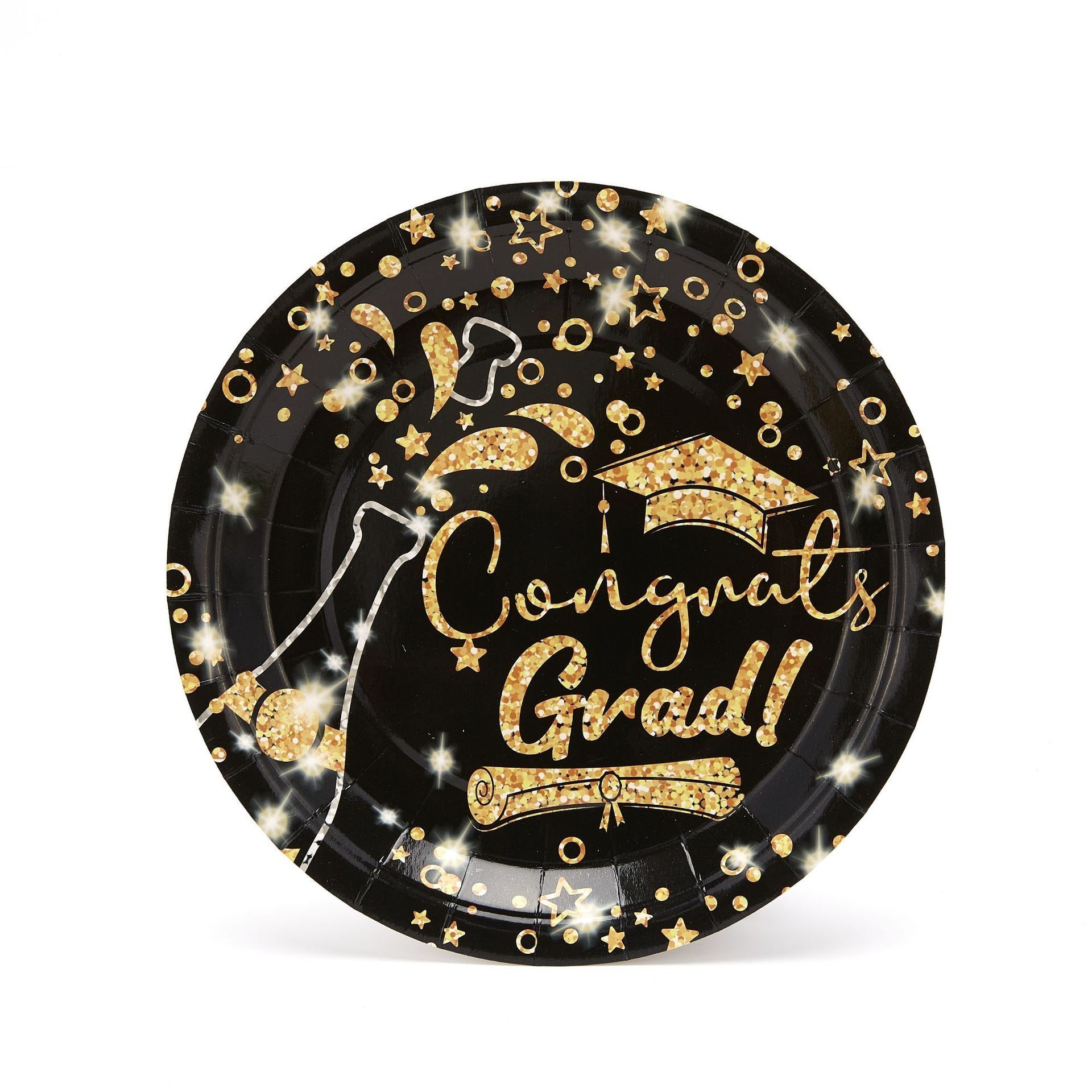 Graduation season Black Gold Plate Graduation Party Gecorations Graduation Party Supplies disposable paper plates and cups for 2