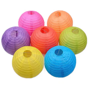 Solid color paper lantern Christmas New Year Mid-Autumn Festival Wedding Birthday Party Decoration Round Wire Folding lantern