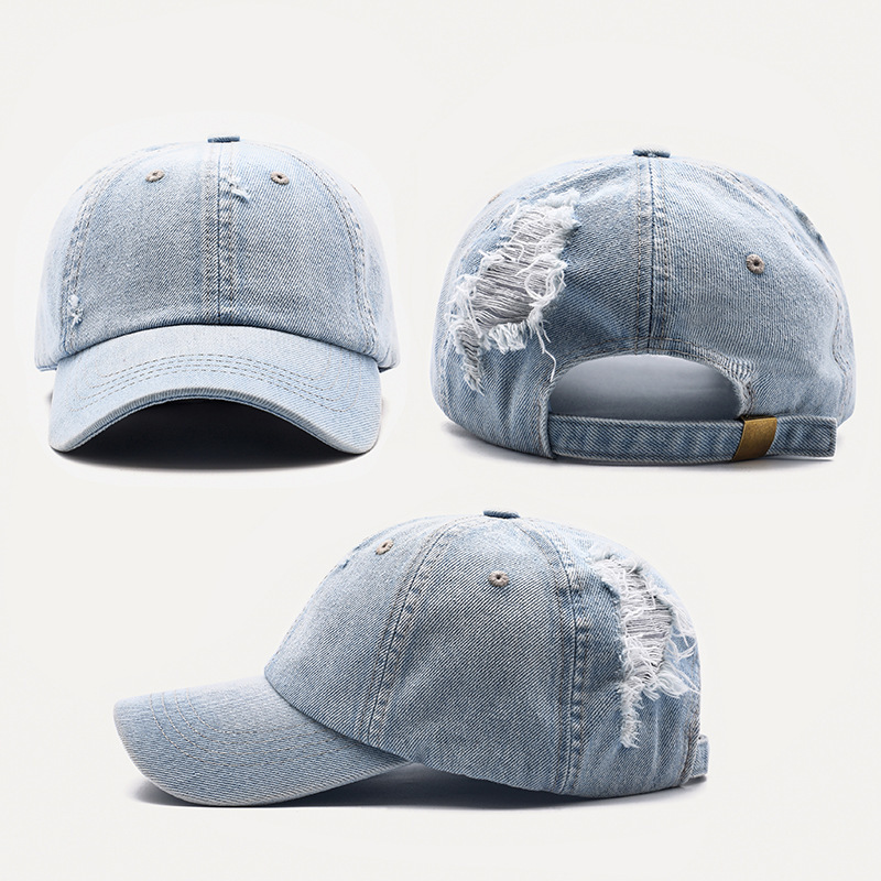 Cowboy Women's Pierced Baseball Hats Men's Old Washed Fashion Cotton Glossy Cross-border Hat