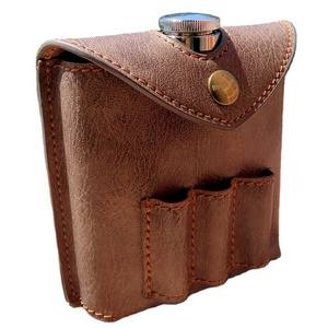 2024 fashion custom high quality leather Hip Flask sleeve Flask Leather Cover