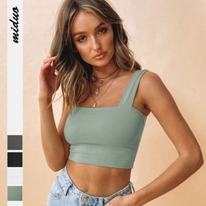 Knitted vest solid color summer women's slim super short bottom small vest street fashion brand to wear sexy bare midriff